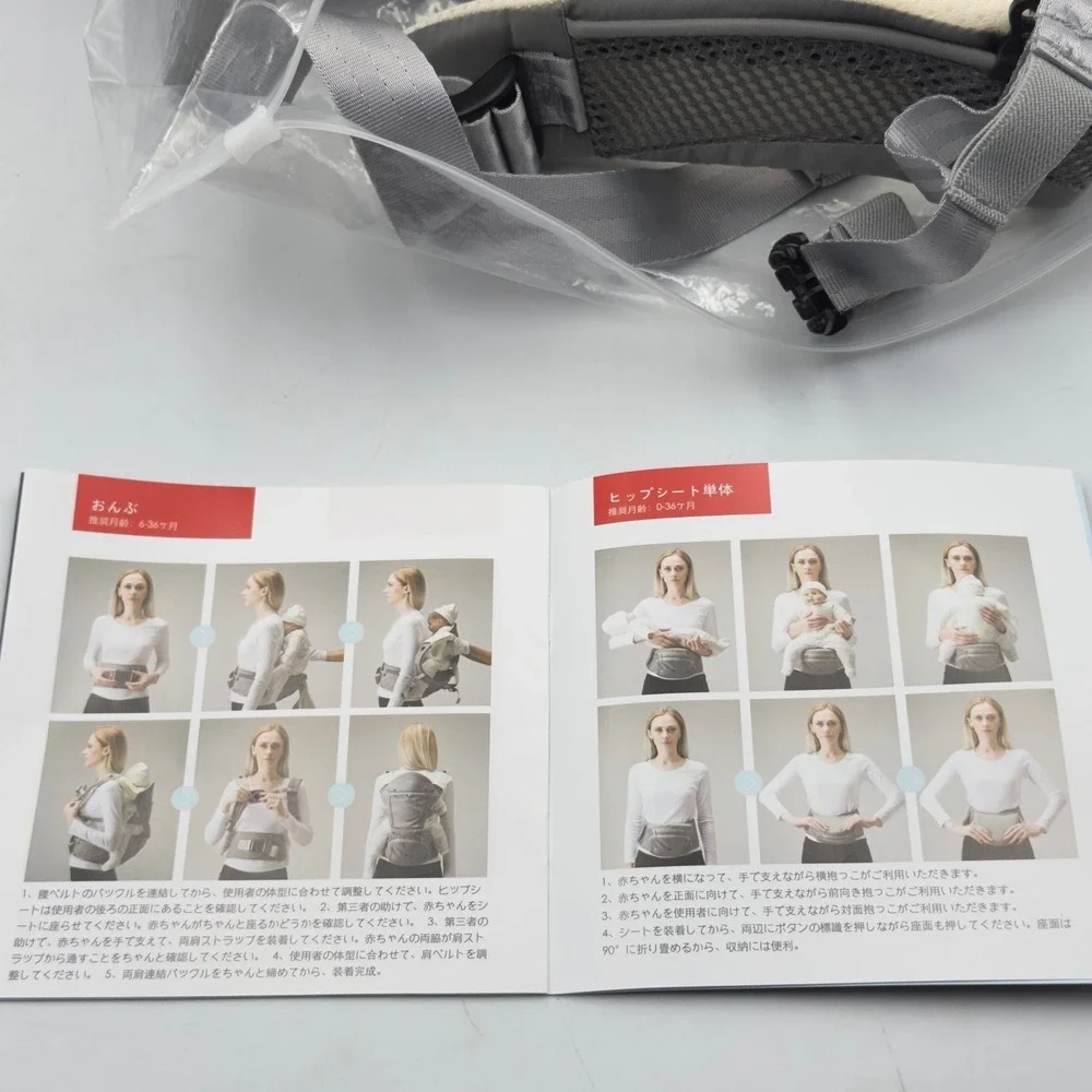 Bebamour Baby 6 in 1 Hipseat Carrier Grey Ergonomic 0-36 Month
